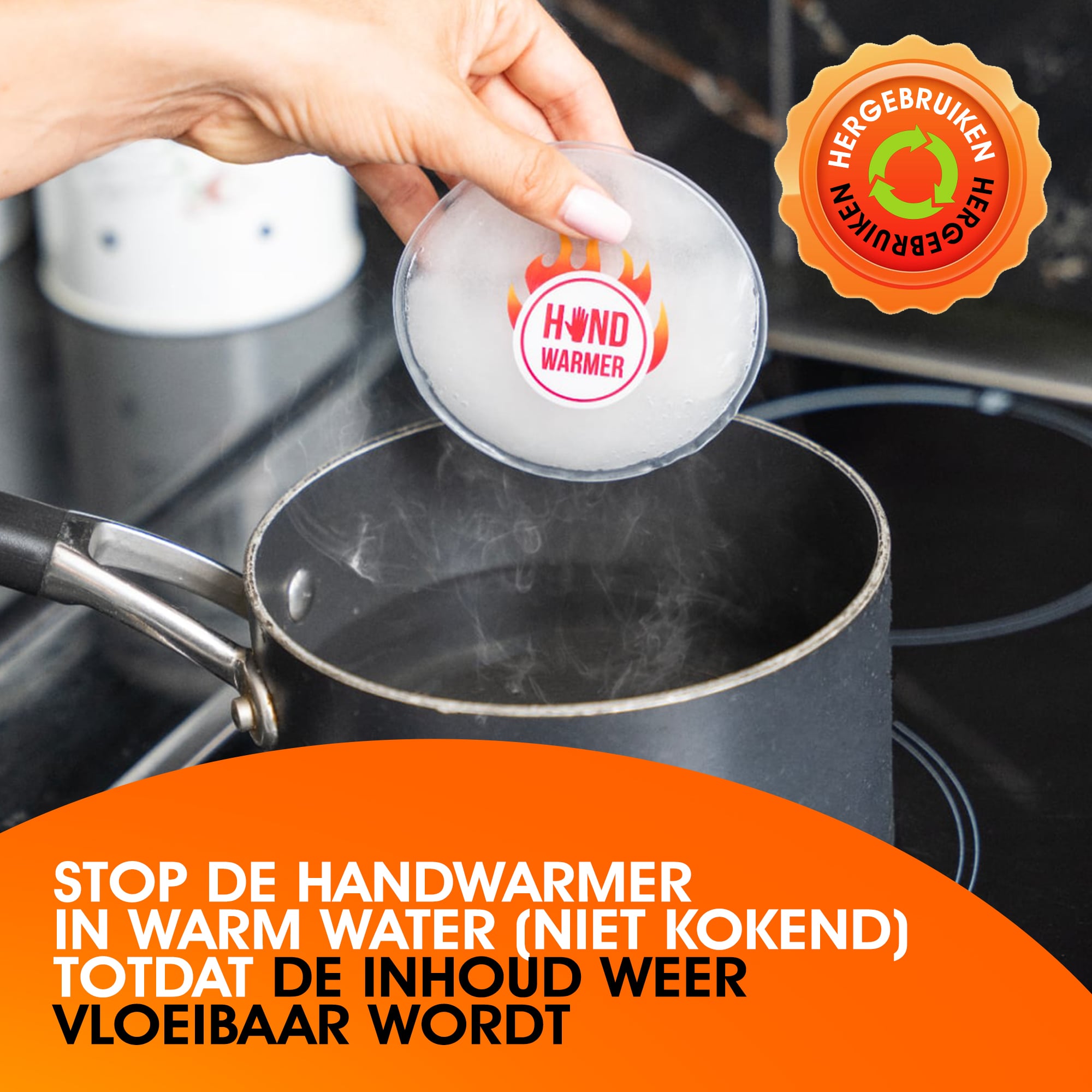 Herbruikbare warmtegel handwarmer, houdt handen 15 minuten warm