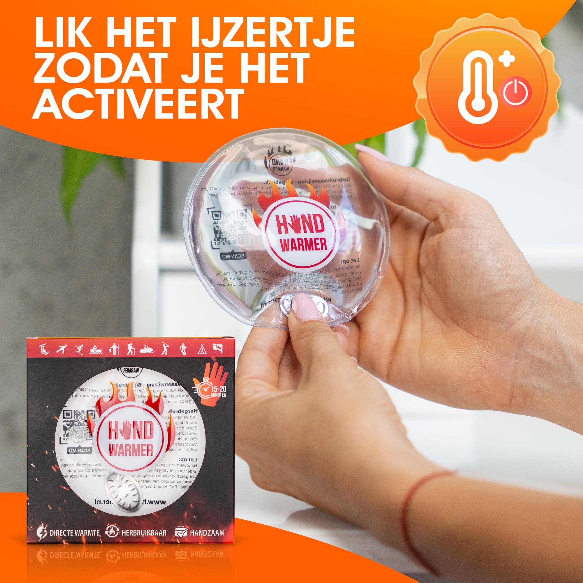 Handige zakformaat gel handwarmer voor dagelijks gebruik in de kou