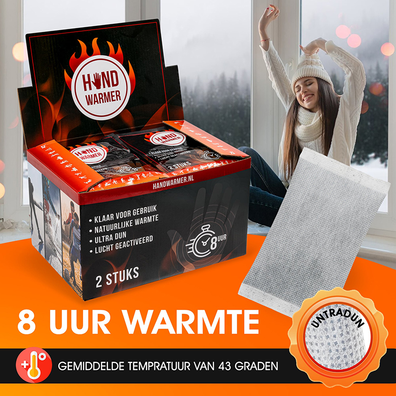 Handwarmer geschikt voor wintersport en buitengebruik, 8 uur warmte